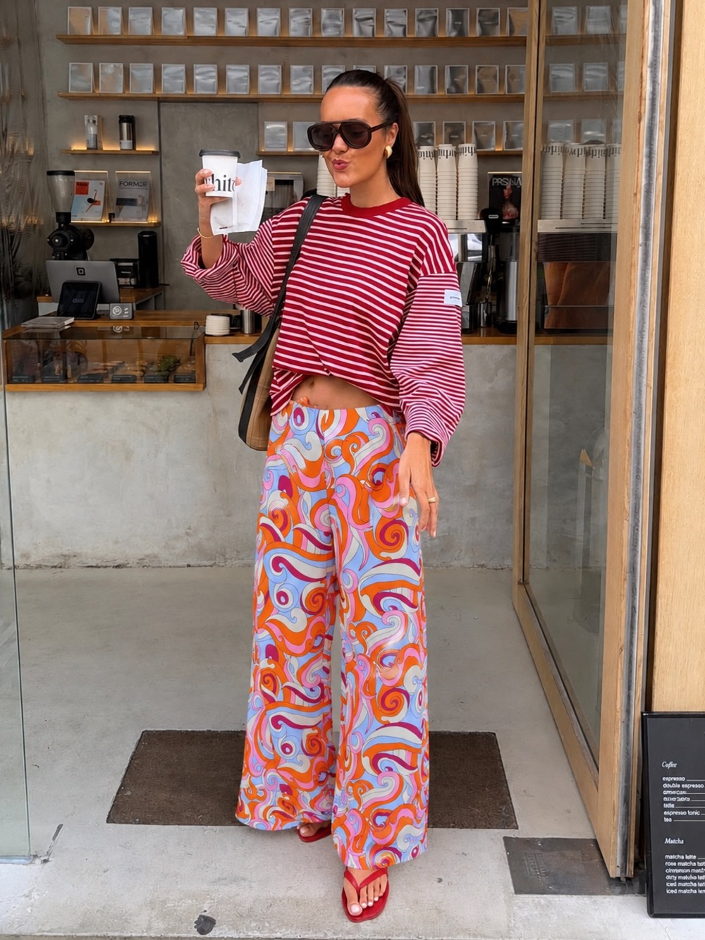 CIDER Retro Psychedelic Swirl High Rise Wide Leg Pants XS